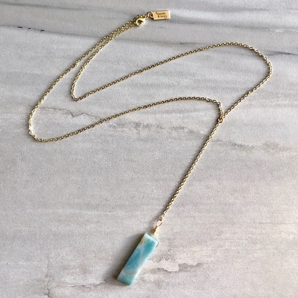 Amazonite Gold Boho Lariat Necklace - Picture 3 of 7